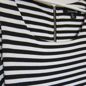 Striped Fitted Black and White Cocktail Dress